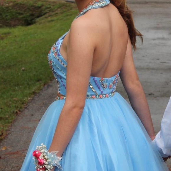 Baby blue 2 piece homecoming dress - Picture 3 of 7